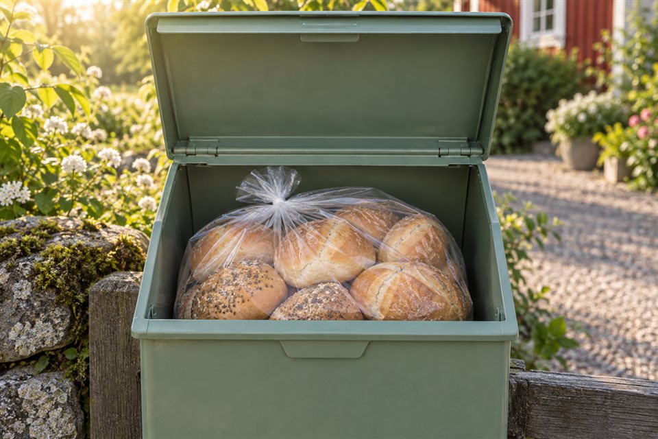 Påse med bullar i postlådan